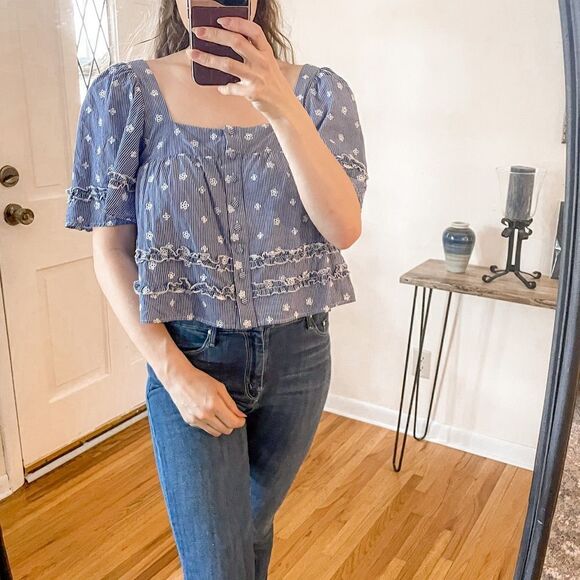 Tularosa Laney Crop Top Navy White S - Picture 8 of 8